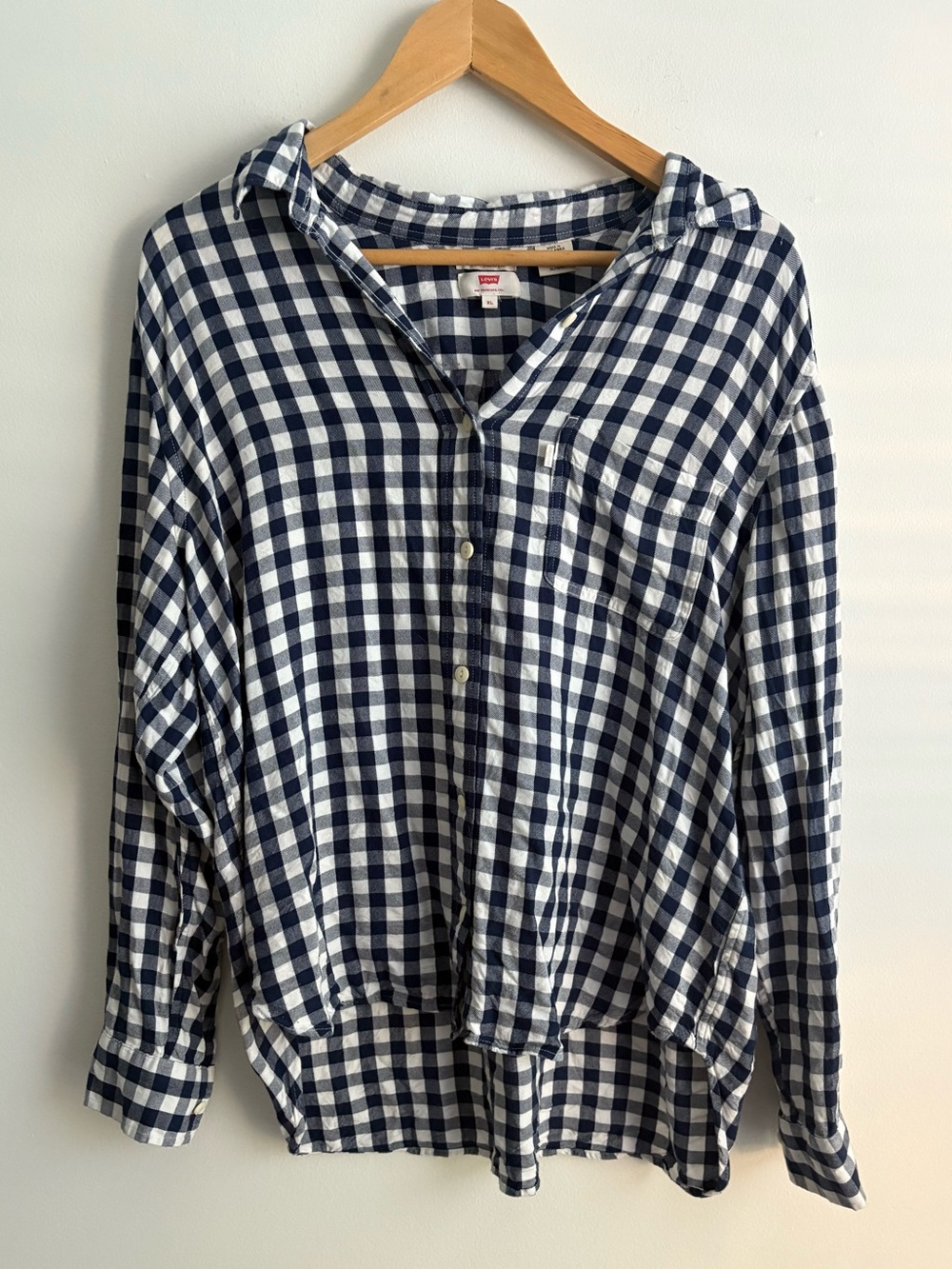 Levi's Navy and White Gingham Button-Down Shirt